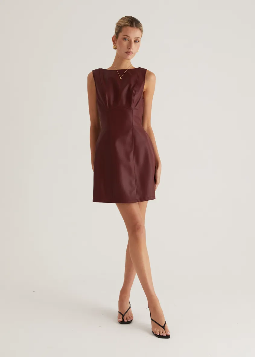 Nirvana PU Dress - Wine