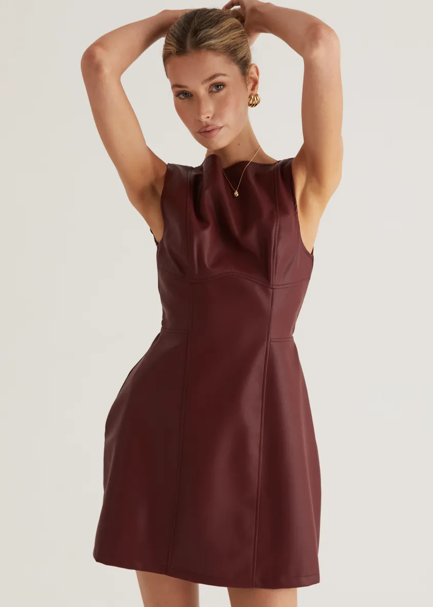 Nirvana PU Dress - Wine
