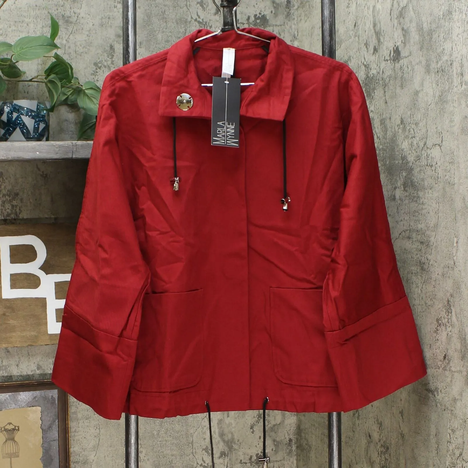NWT MarlaWynne Womens Canvas Drama Snap Front Jacket With Pockets. 638793