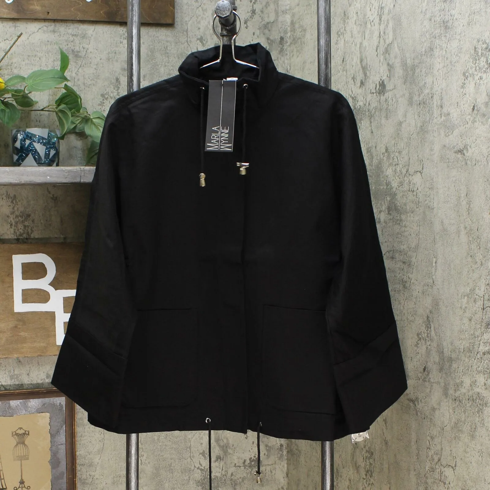 NWT MarlaWynne Womens Canvas Drama Snap Front Jacket With Pockets. 638793