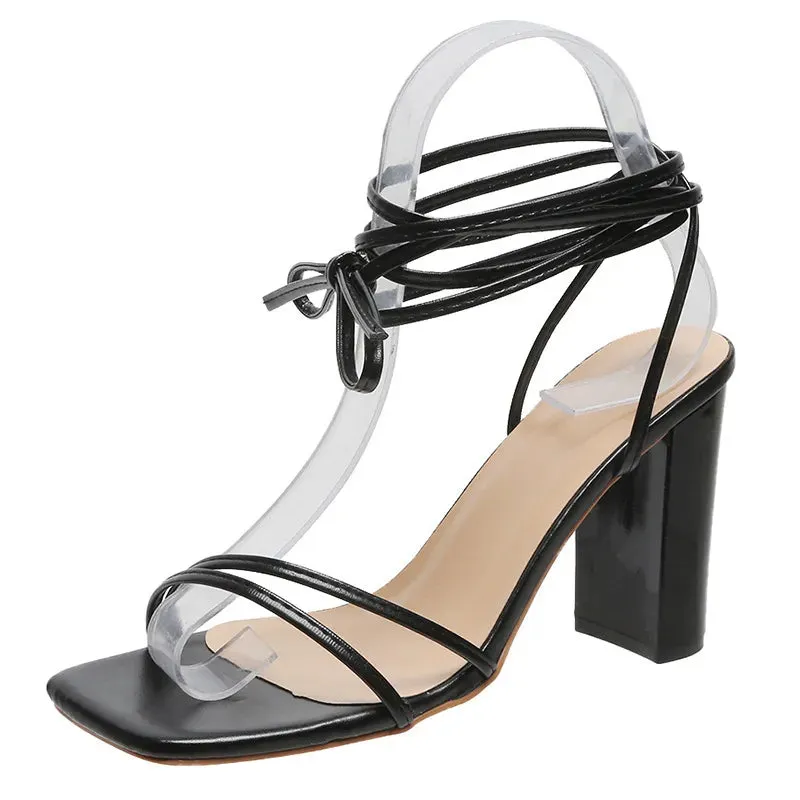 Open Toe Block Heels Sandals