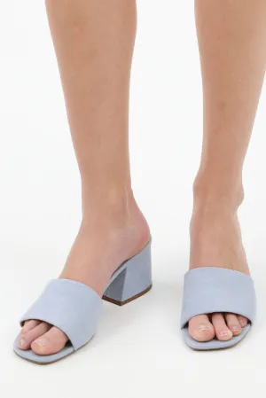 Open Toe Chunky Block Heel Wide Band Sandal -Blue