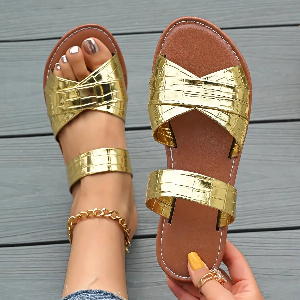 Open Toe Flat Sandals