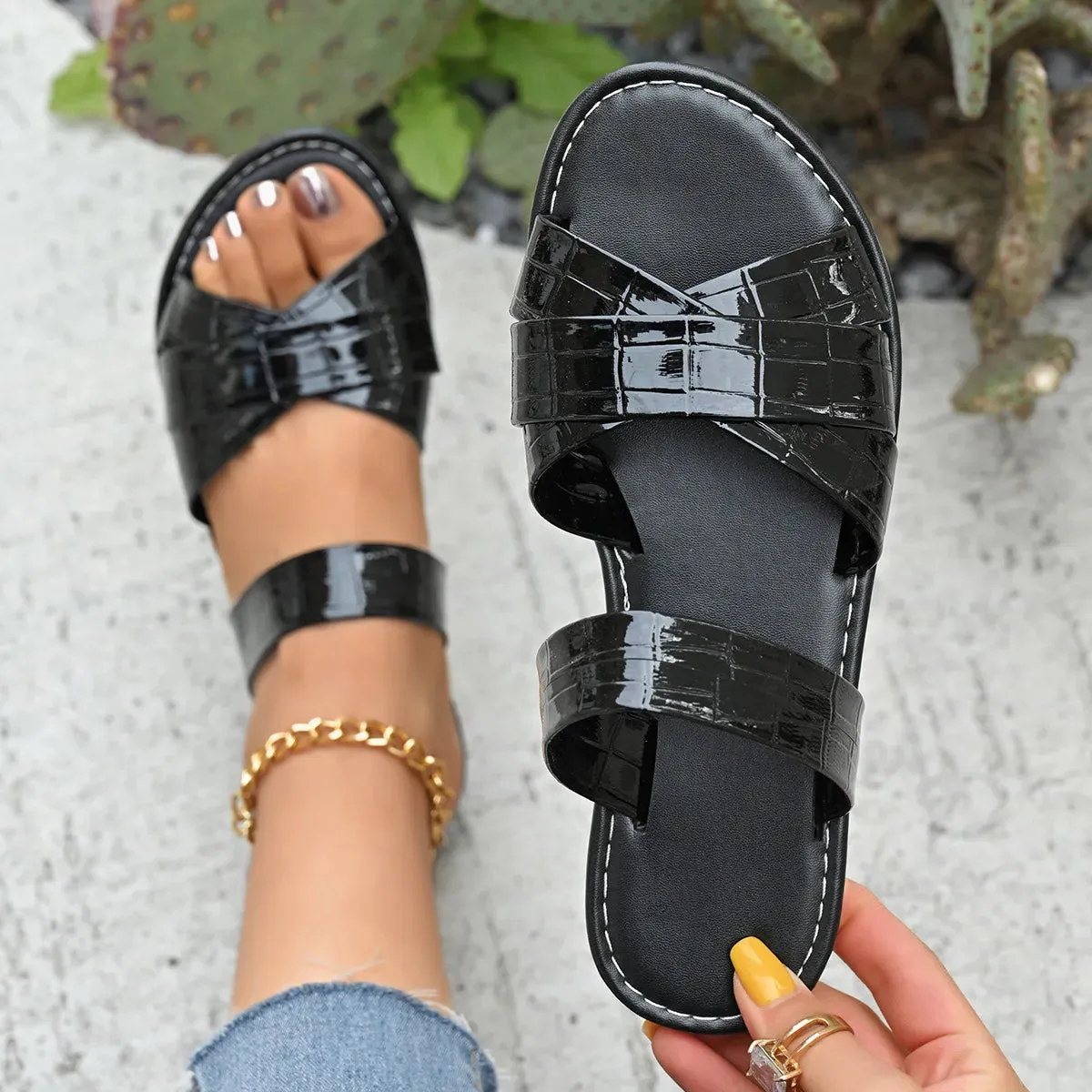 Open Toe Flat Sandals