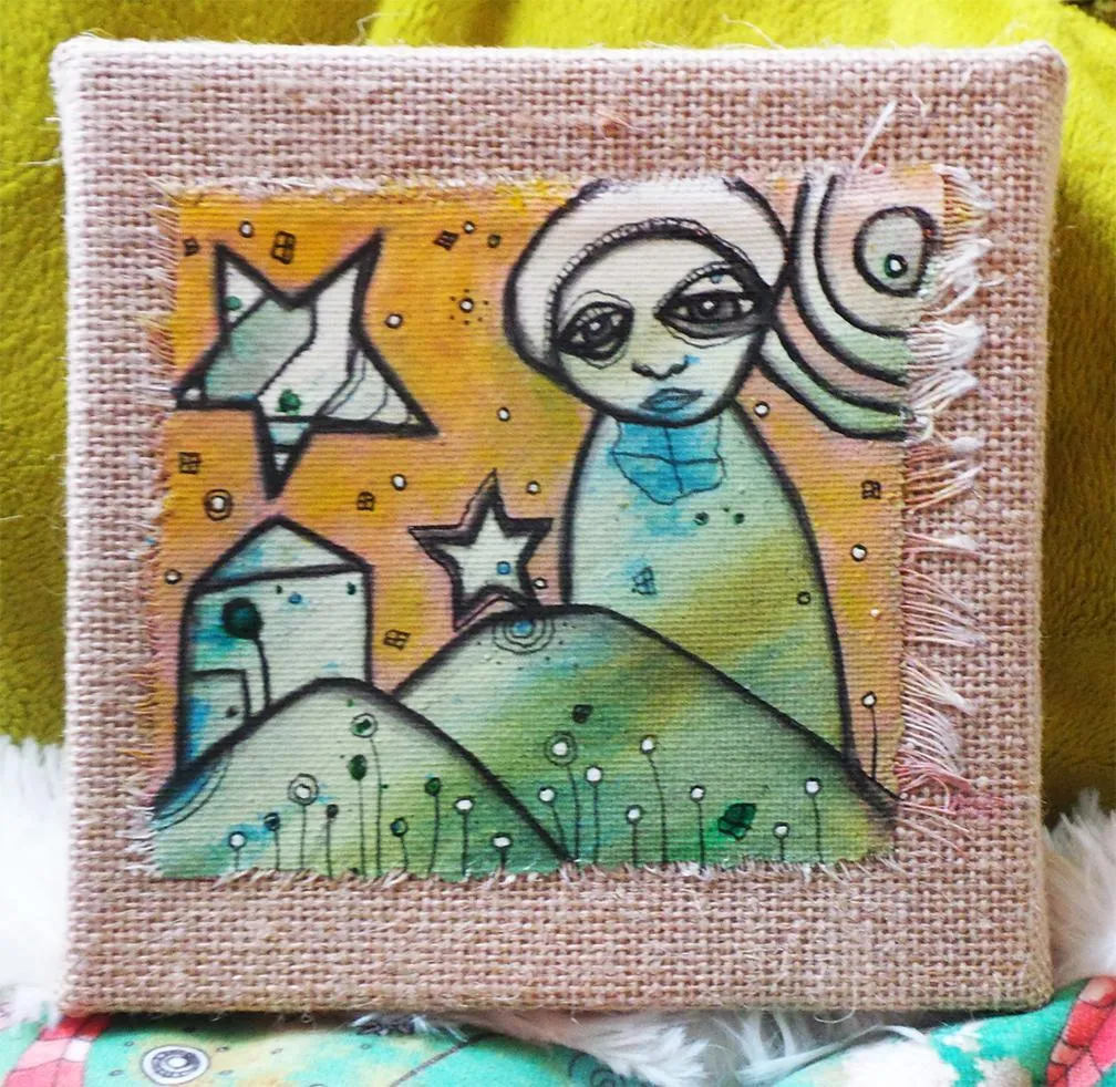 Original mixed media art on canvas 'Starry Night'