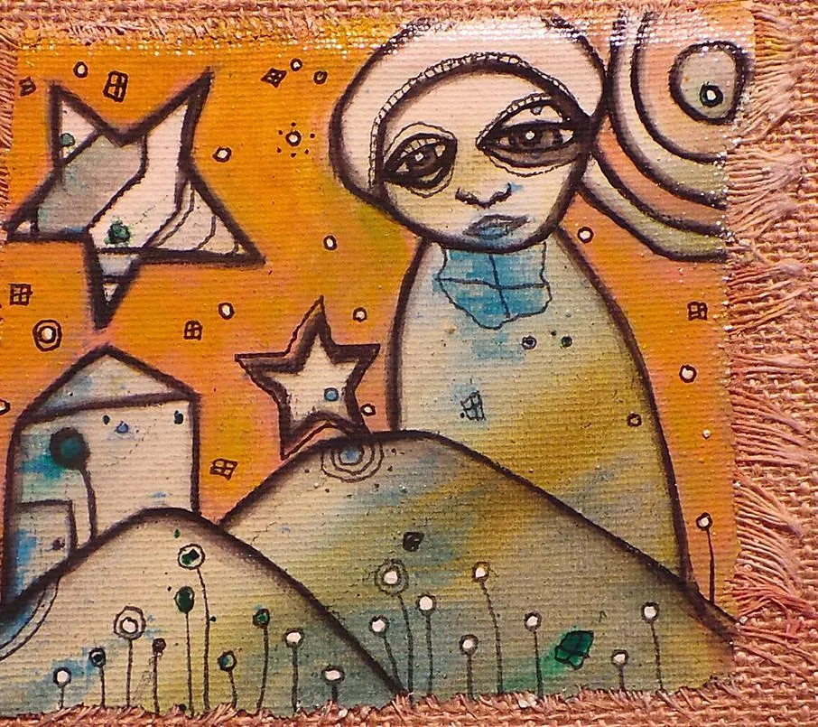 Original mixed media art on canvas 'Starry Night'