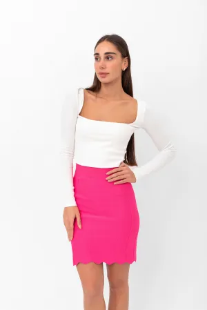 Parker Scalloped Pencil Skirt - Pink
