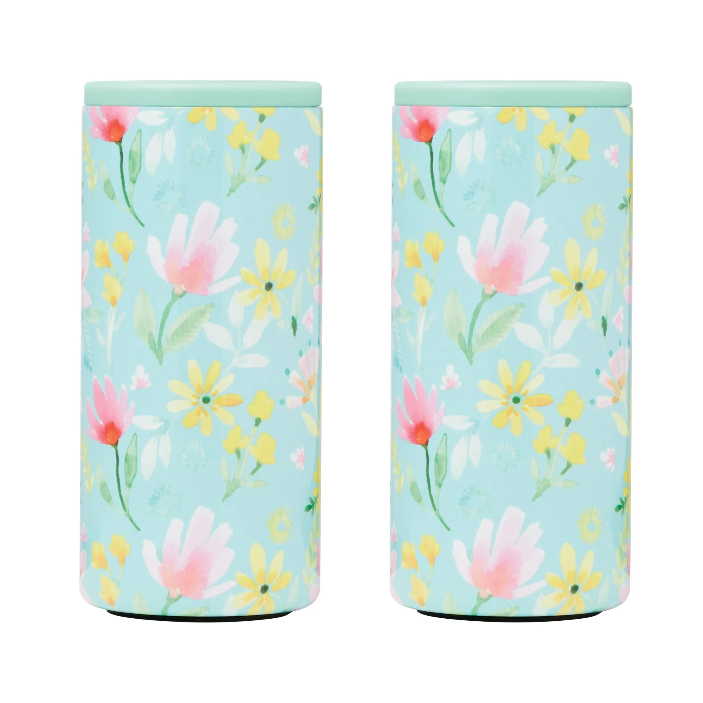 Pastel Floral Can Coolers, Set Of 2