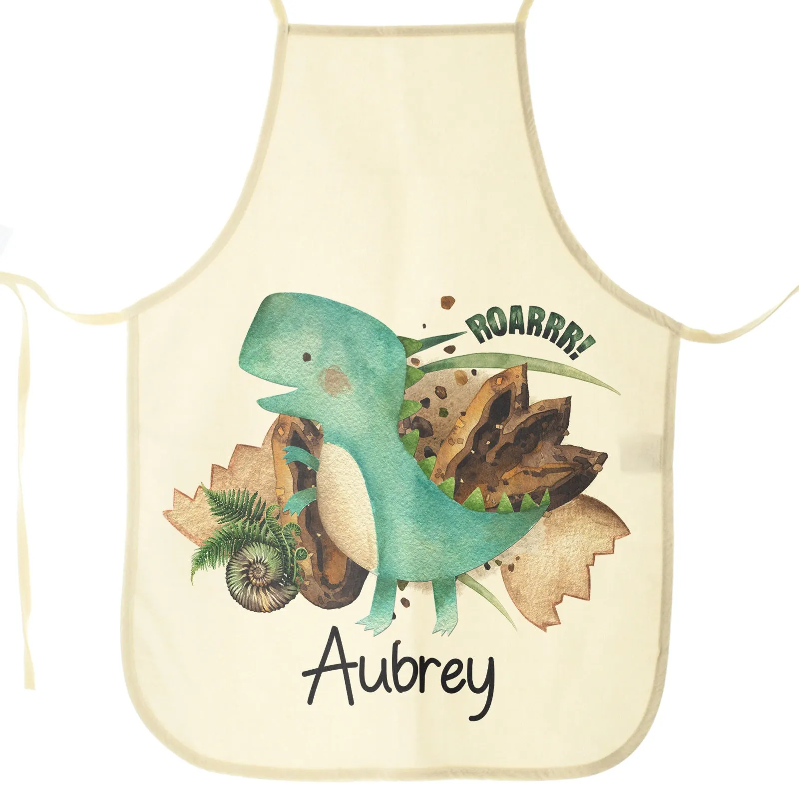 Personalised Apron with Name and Blue T-Rex