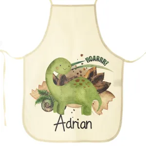 Personalised Apron with Name and Green Diplodocus