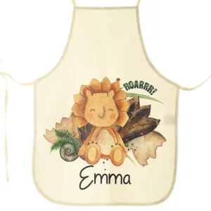 Personalised Apron with Name and Orange Triceratops
