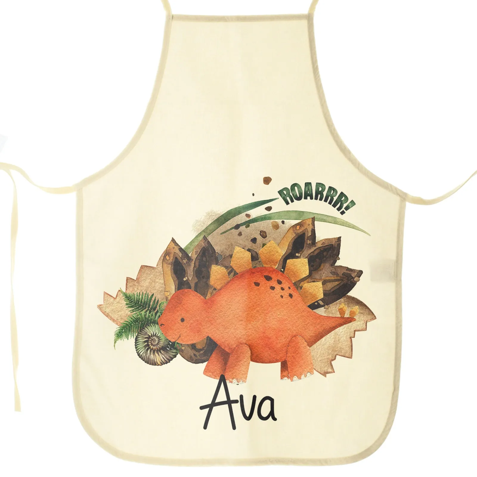 Personalised Apron with Name and Shell Stegosaurus