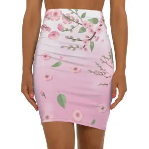 Pink Flowers Womens Mini Skirt that Steals Hearts