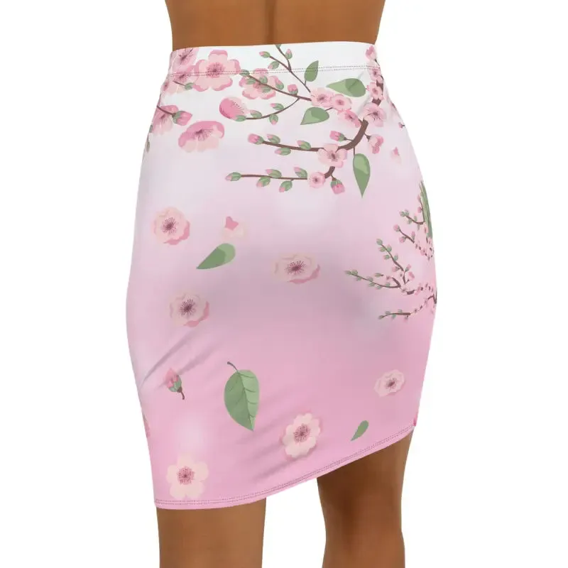 Pink Flowers Womens Mini Skirt that Steals Hearts
