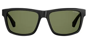 Polaroid PLD 2058/S 003_M9 Rectangle Plastic Black Sunglasses with Grey Polarized Lens