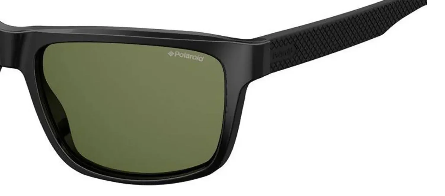 Polaroid PLD 2058/S 003_M9 Rectangle Plastic Black Sunglasses with Grey Polarized Lens