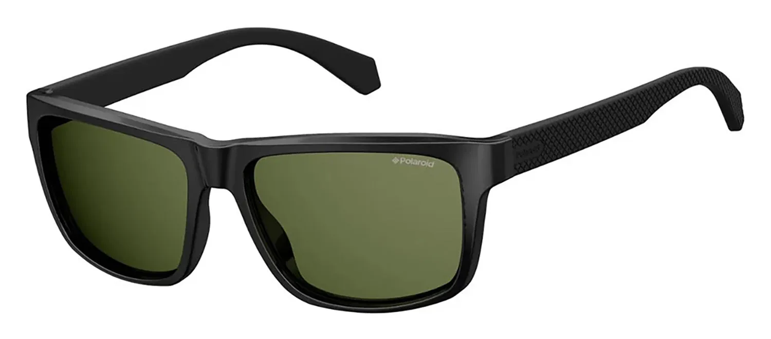 Polaroid PLD 2058/S 003_M9 Rectangle Plastic Black Sunglasses with Grey Polarized Lens