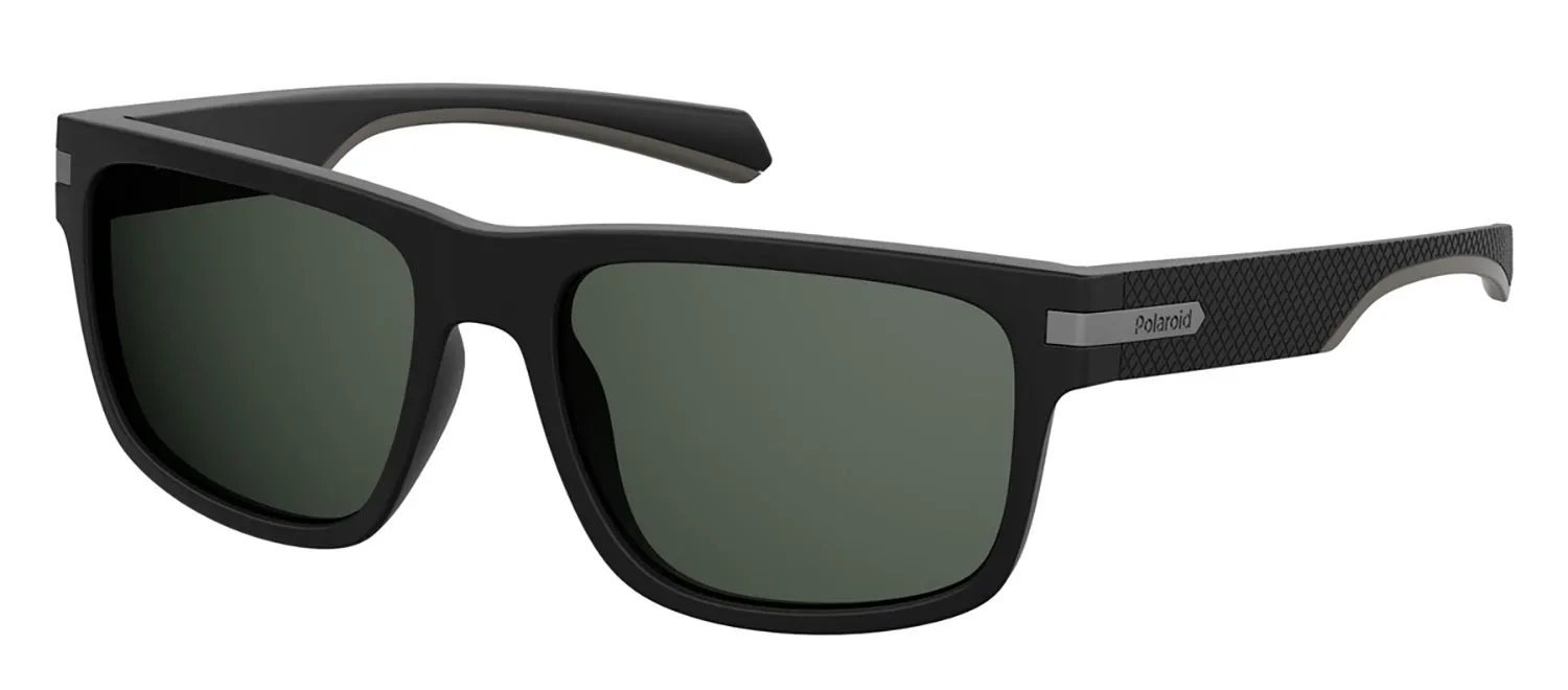 Polaroid PLD 2066/S 003_M9 Rectangle Plastic Black Sunglasses with Grey Polarized Lens