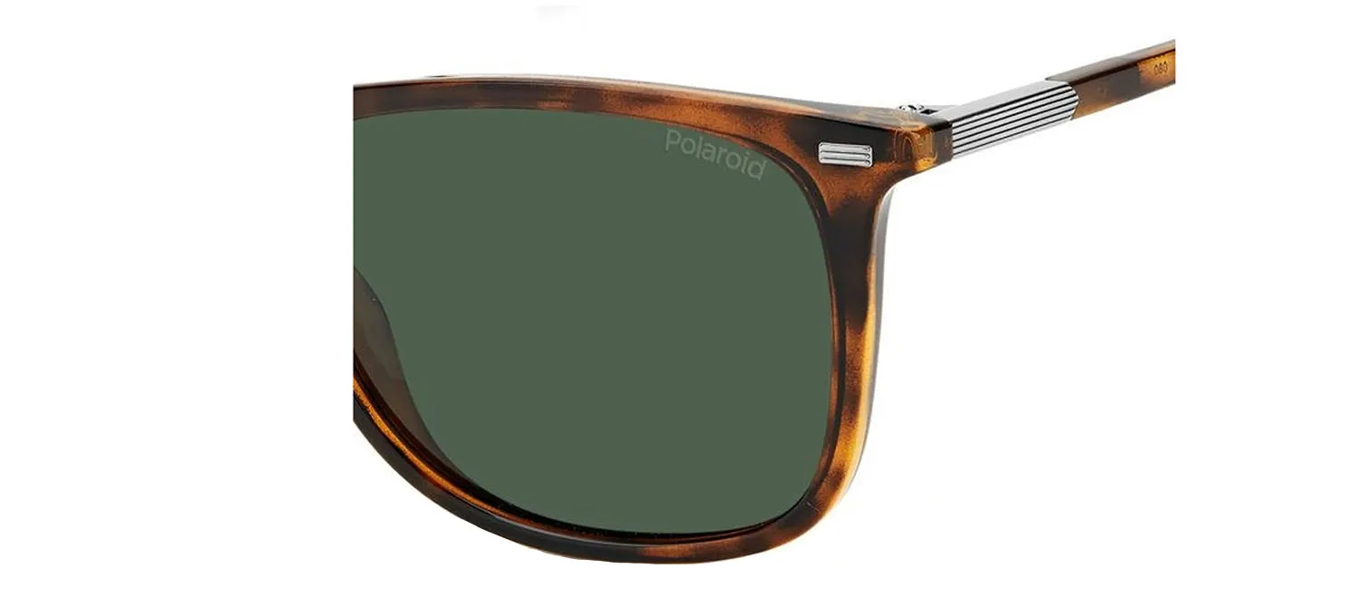 Polaroid PLD 2109/S 086_UC Rectangle Plastic Havana Sunglasses with Green Polarized Lens