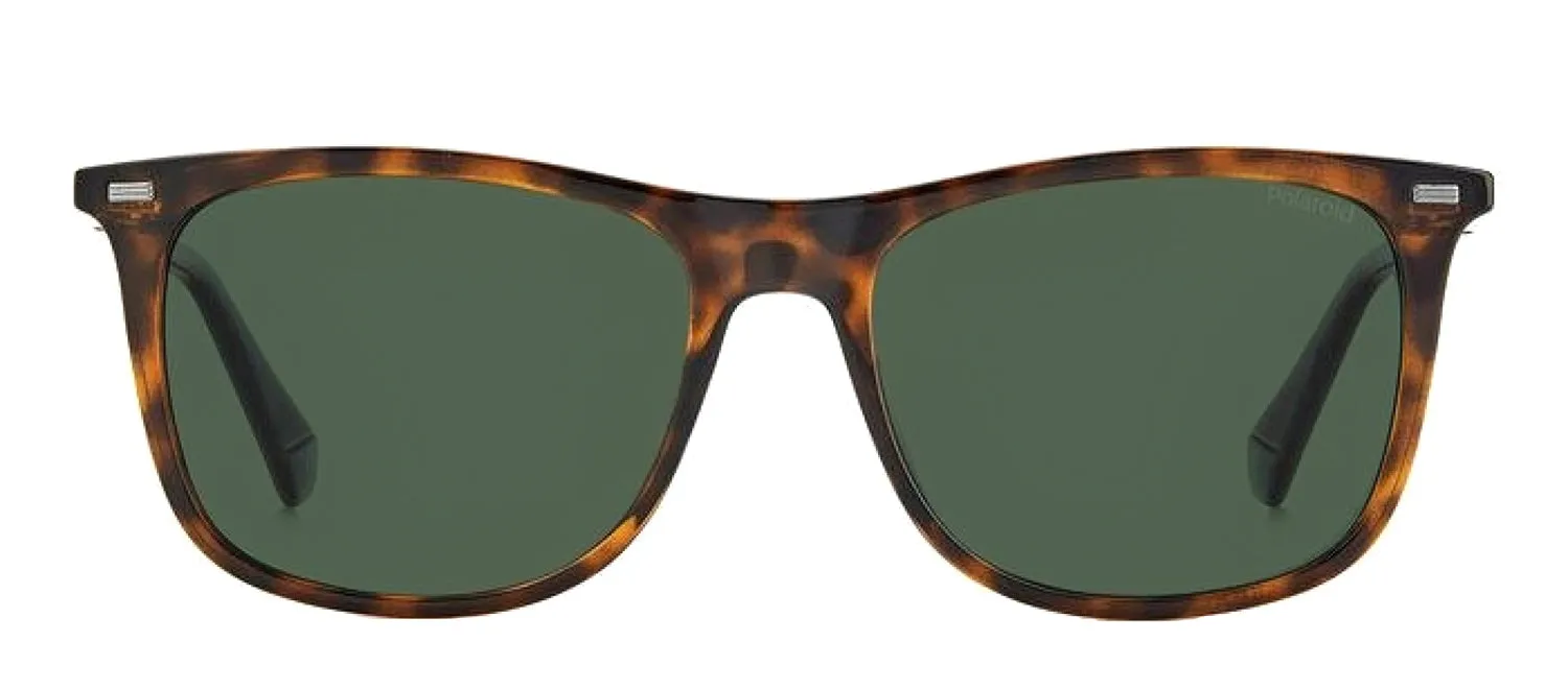 Polaroid PLD 2109/S 086_UC Rectangle Plastic Havana Sunglasses with Green Polarized Lens