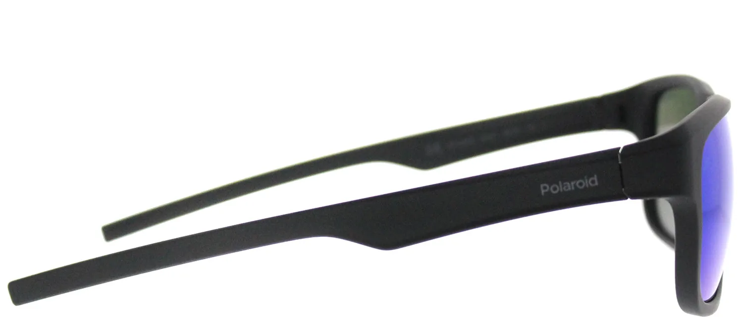 Polaroid PLD 3018/S DL5 JY Rectangle Plastic Black Sunglasses with Blue Mirror Polarized Lens