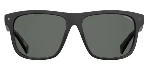 Polaroid PLD 6041/S 807_M9 Rectangle Plastic Black Sunglasses with Grey Polarized Lens