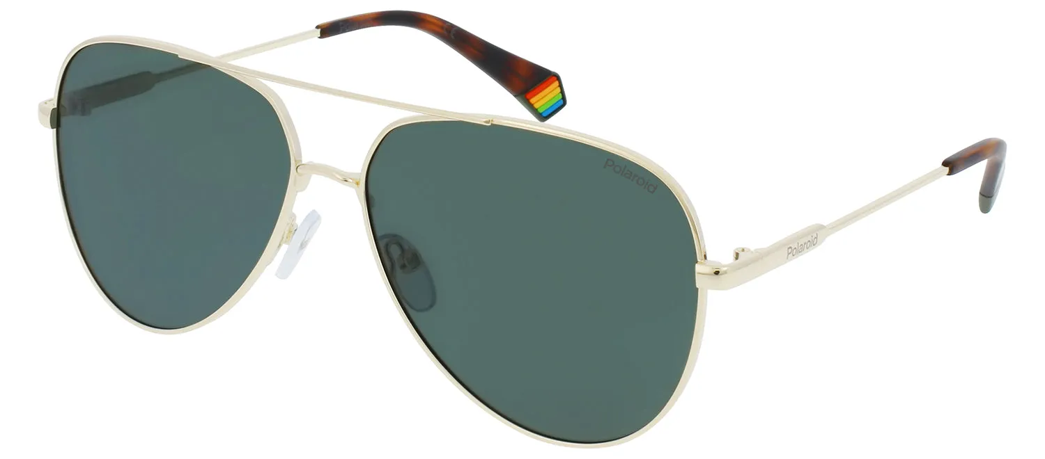 Polaroid PLD 6187/S J5G_UC Aviator Metal Gold Sunglasses with Green Polarized Lens