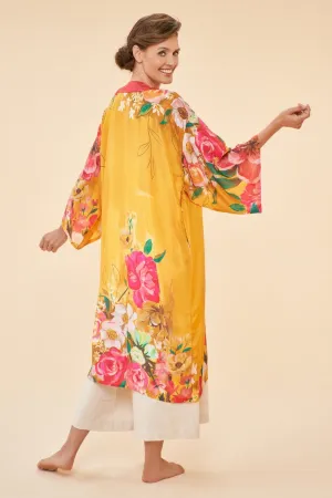 Powder Impressionist Floral Kimono Gown