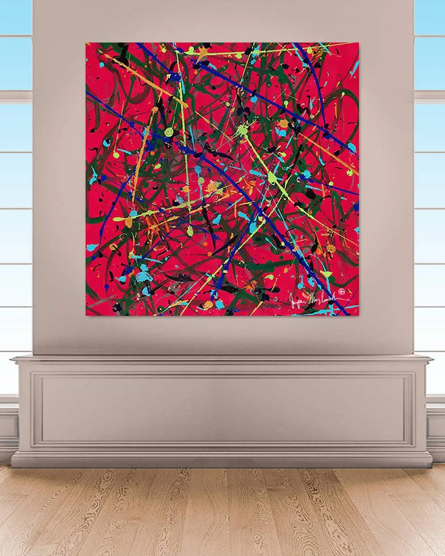 Red Space  (Embellished-Hand Signed by the Artist)