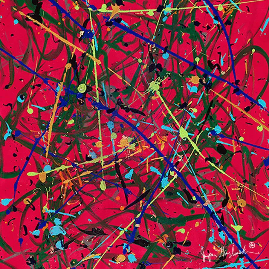 Red Space  (Embellished-Hand Signed by the Artist)
