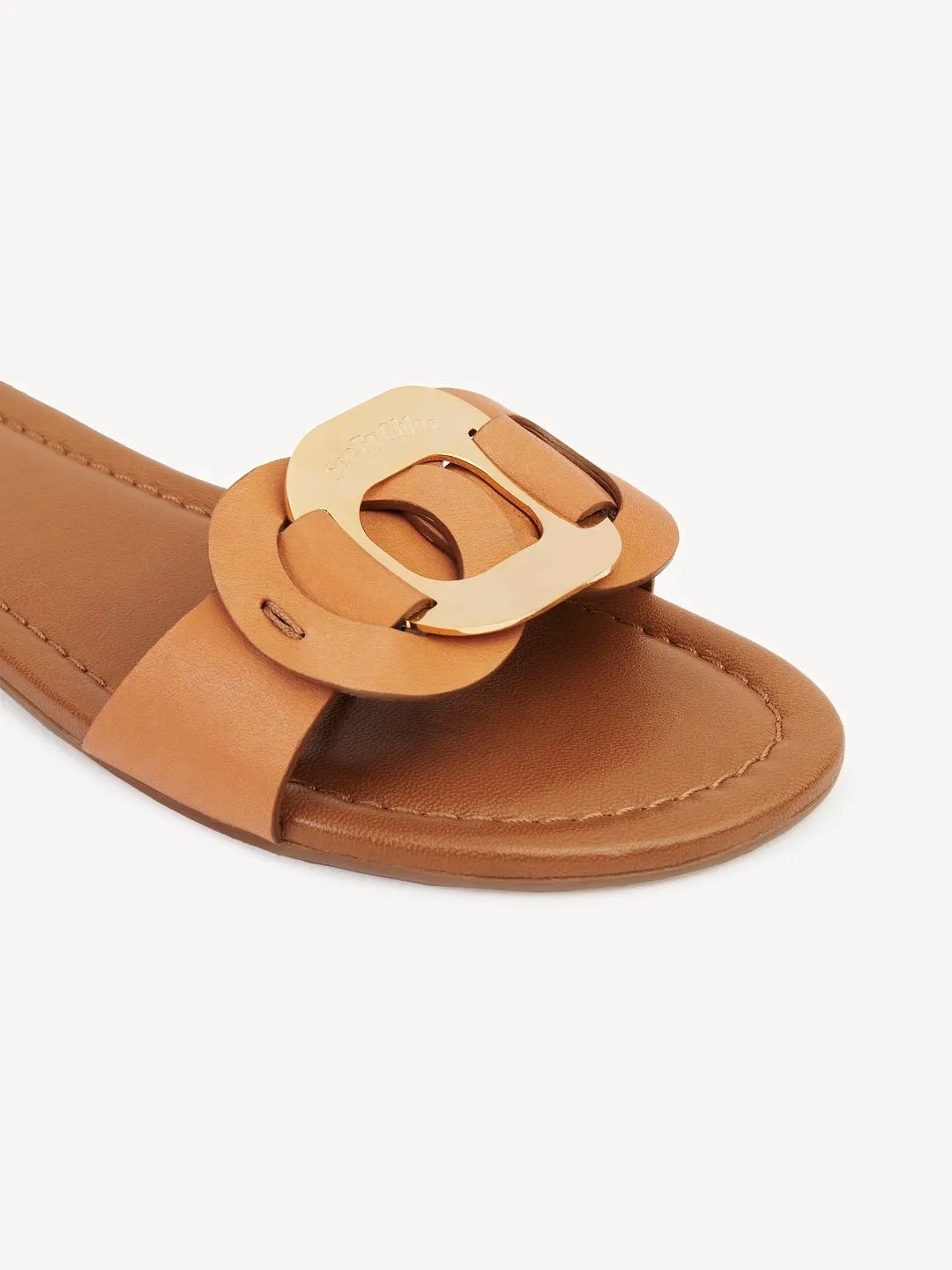 SEE BY CHLOÉ CHANY LEATHER SLIDE MULES