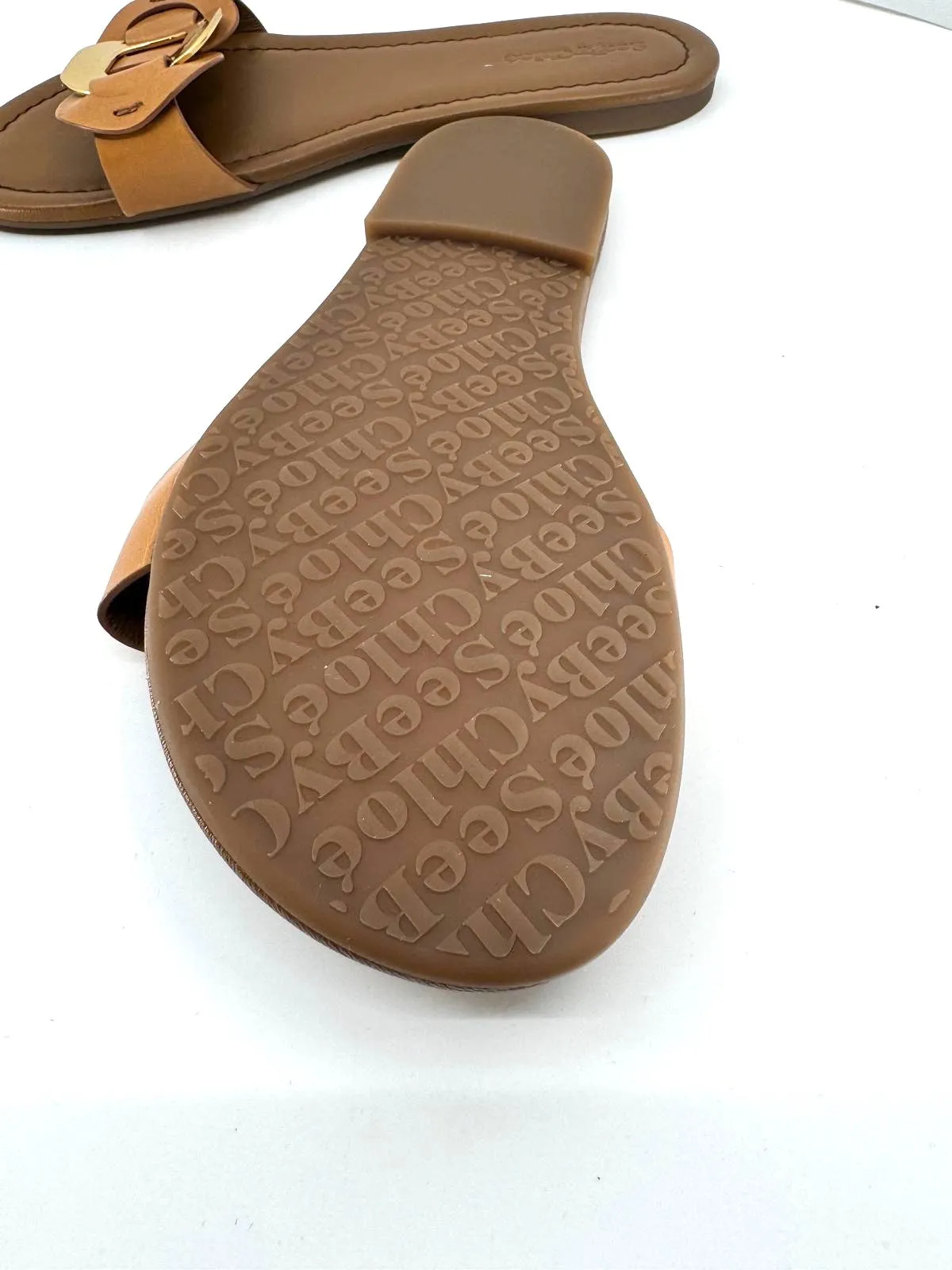 SEE BY CHLOÉ CHANY LEATHER SLIDE MULES