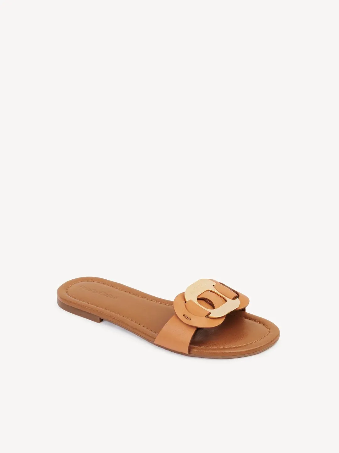SEE BY CHLOÉ CHANY LEATHER SLIDE MULES