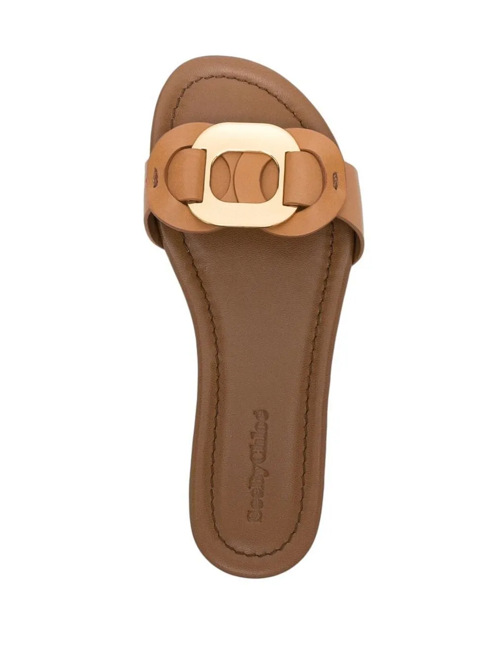 SEE BY CHLOÉ CHANY LEATHER SLIDE MULES