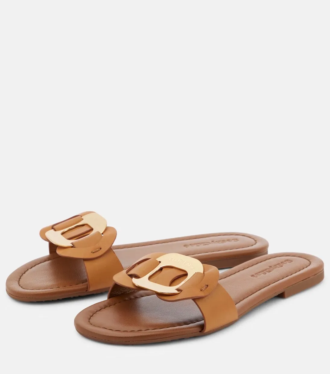 SEE BY CHLOÉ CHANY LEATHER SLIDE MULES