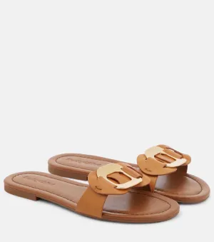 SEE BY CHLOÉ CHANY LEATHER SLIDE MULES