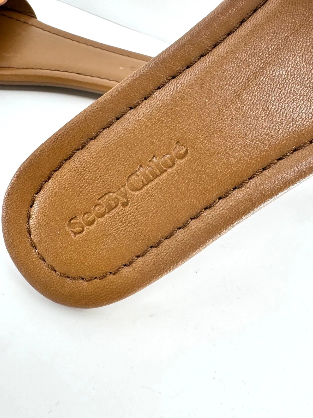 SEE BY CHLOÉ CHANY LEATHER SLIDE MULES
