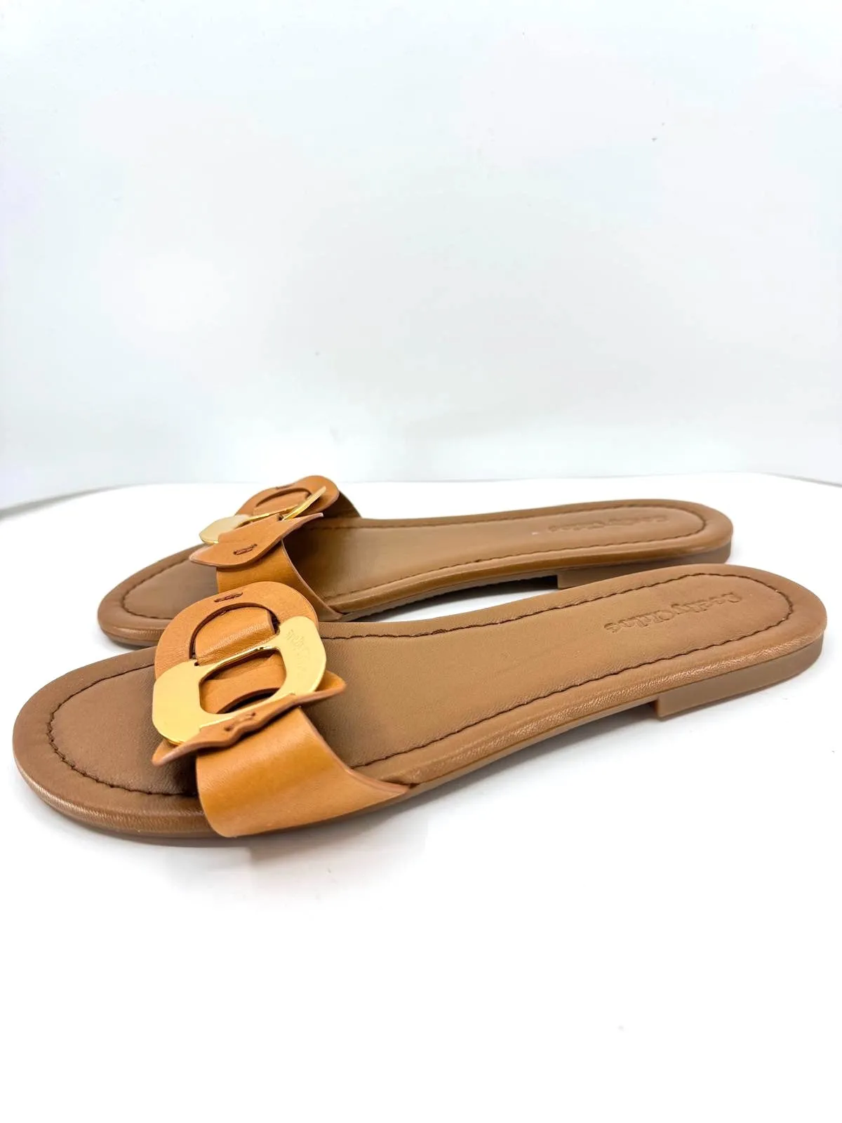 SEE BY CHLOÉ CHANY LEATHER SLIDE MULES