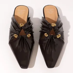 Selene Ruched Patent Leather Mules