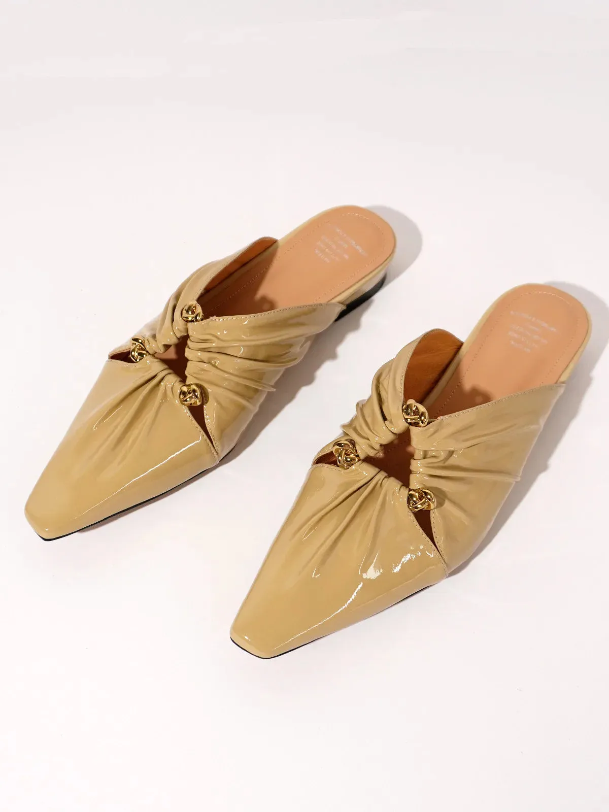 Selene Ruched Patent Leather Mules