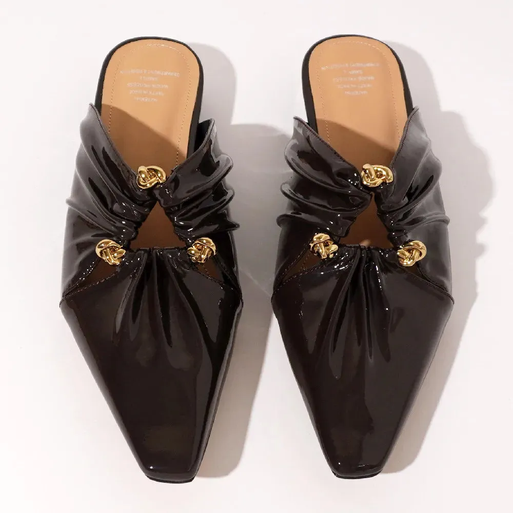 Selene Ruched Patent Leather Mules