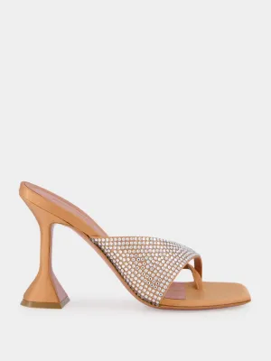 Shiona Latte Satin Slipper with Crystals