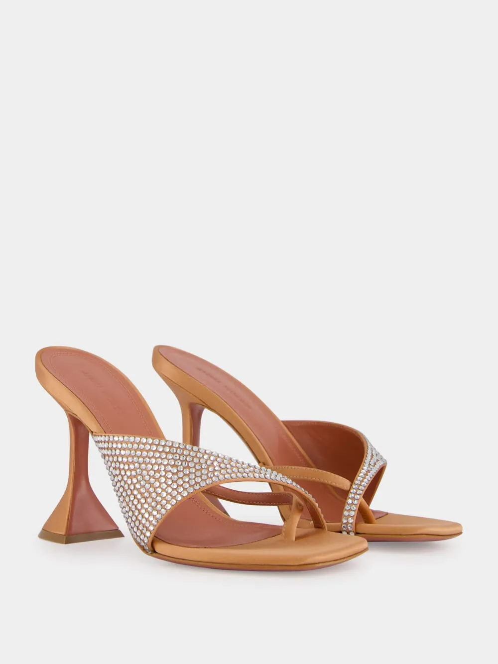 Shiona Latte Satin Slipper with Crystals
