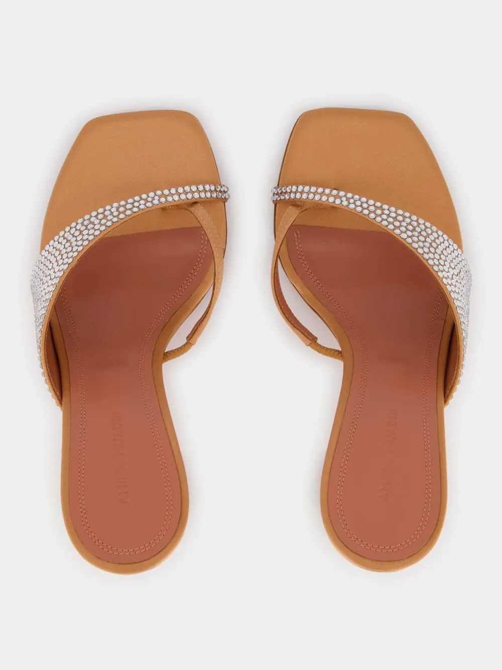 Shiona Latte Satin Slipper with Crystals