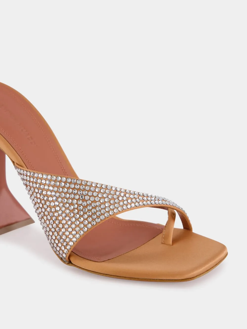 Shiona Latte Satin Slipper with Crystals