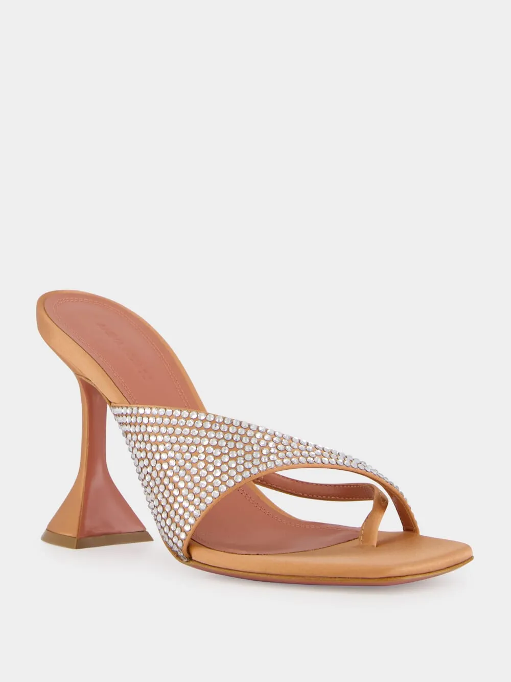 Shiona Latte Satin Slipper with Crystals