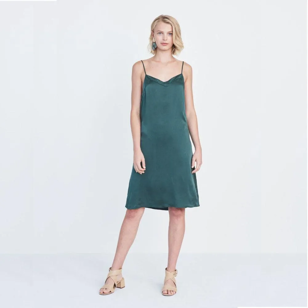Silk V Dress in Green