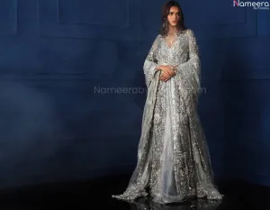 Silver Bridal Lehenga Pakistani Wedding Dress #BN779