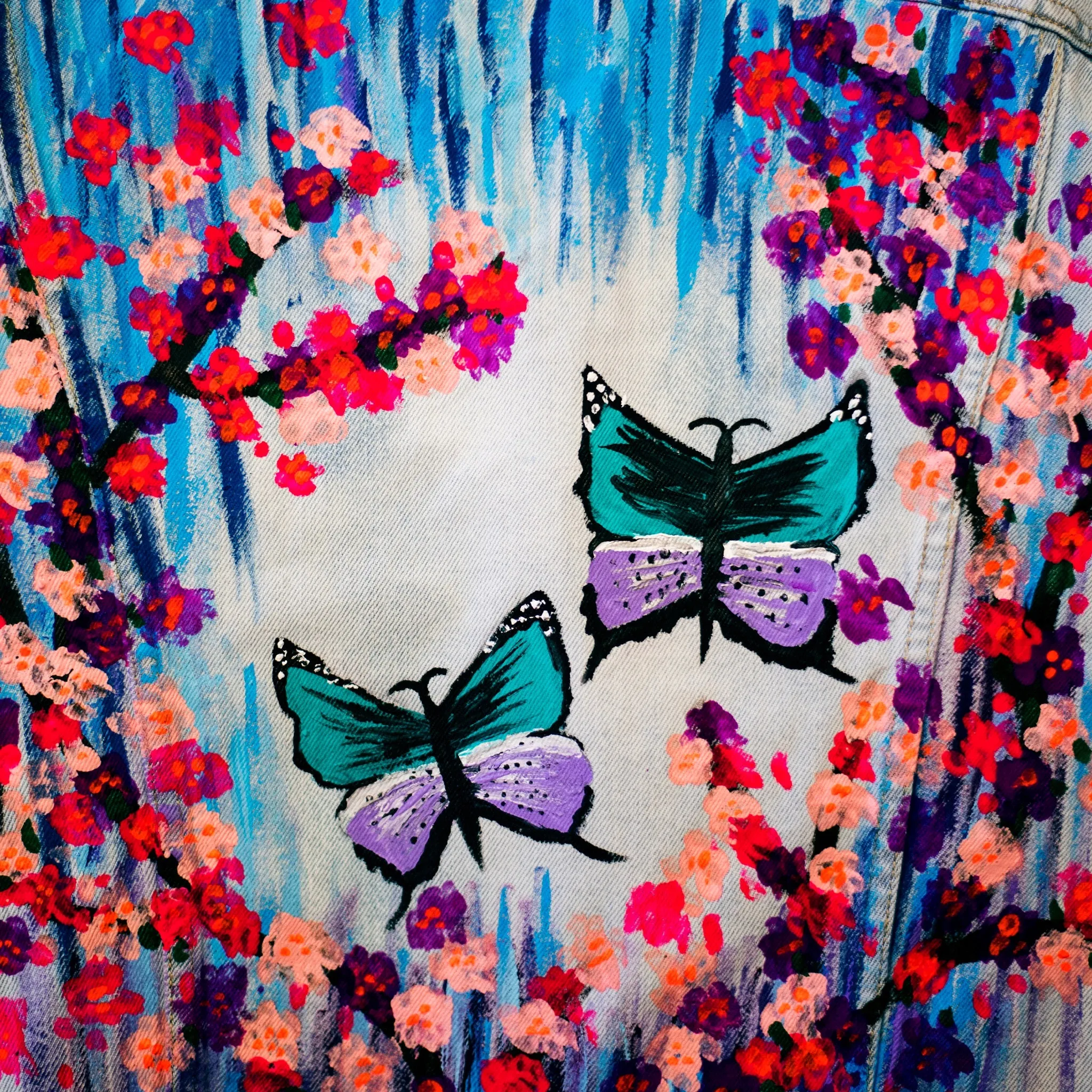 Spring Feeling - Hand-Painted Denim Jacket