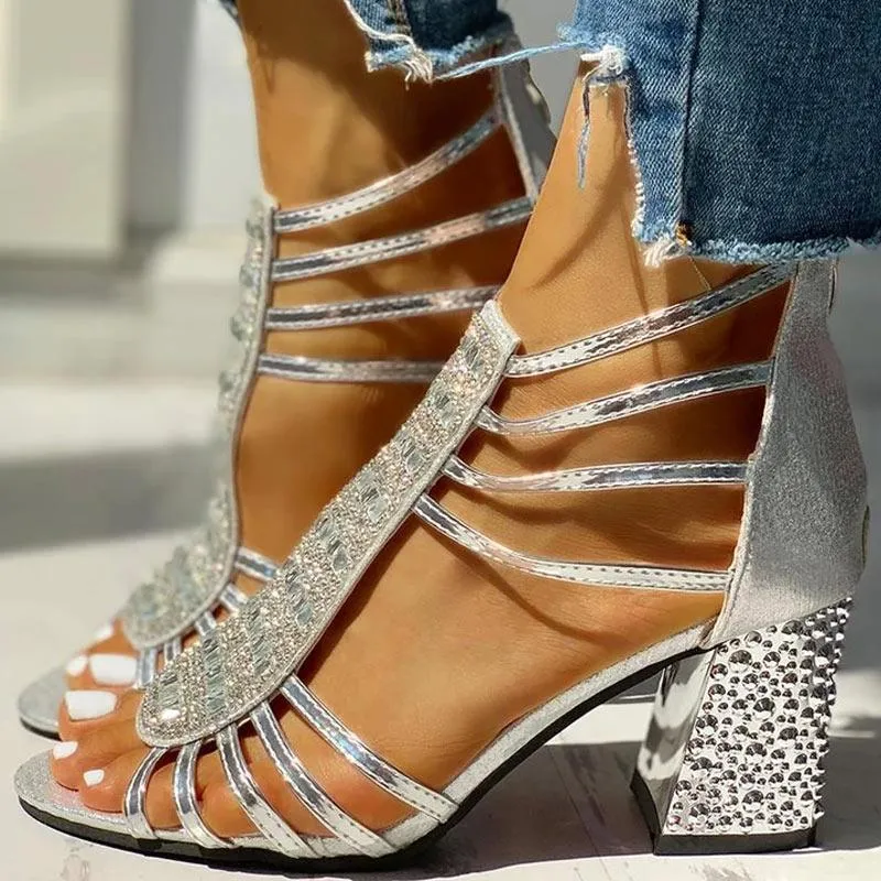 Studded Multi-Strap Chunky Sandals